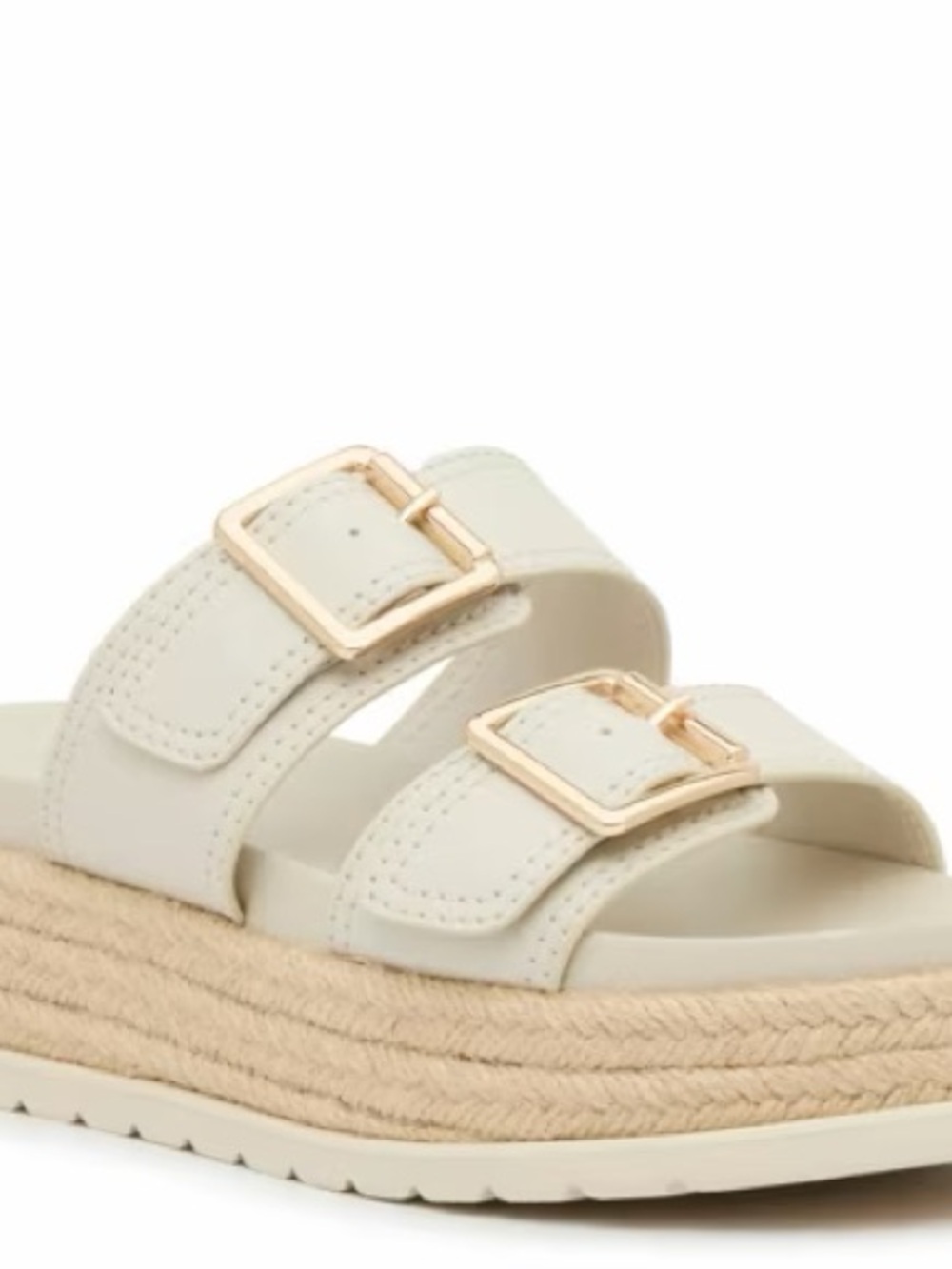 Madden Girl Cream Double-Buckle Espadrille Platform Sandal